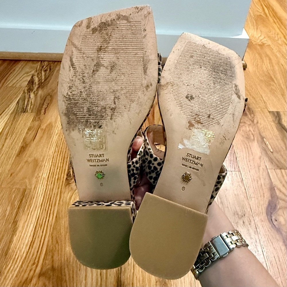 Stuart Weitzman Maisie 35 Slide Sandals Leopard Print Size 6 - Picture 8 of 9